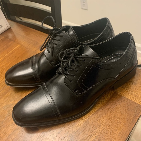 Men’s Stacy Adams® Waltham Mens Leather Cap Toe Lace Oxford Dress Shoes - Black - Picture 1 of 6